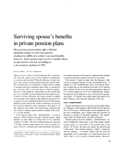 Surviving spouse s benefits in private pension plans