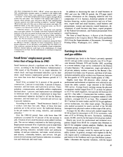 Small firms employment growth twice that of large firms in 1983,Earnings in electric and gas utilities, Pension plans as a spur to labor force withdrawal