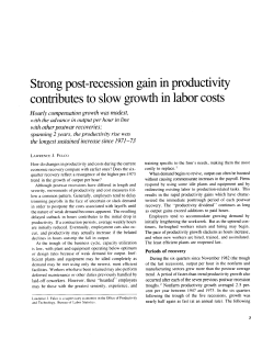 Strong post-recession gain in productivity contributes to slow growth in labor costs