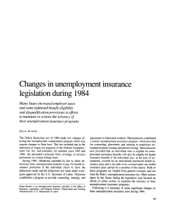 Changes in unemployment insurance legislation during 1984