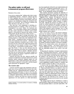 The author replies: we still need to demonstrate program effectiveness