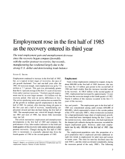 Employment rose in the first half of 1985 of as the recovery entered its third year