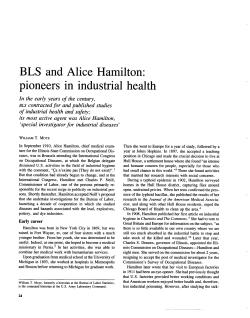 BLS and Alice Hamilton: pioneers in industrial health