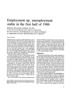 Employment up, unemployment stable in the first half of 1986