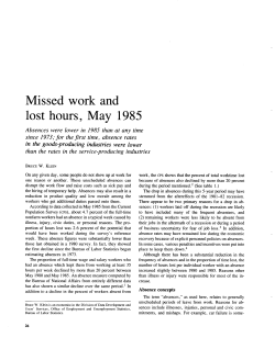 Missed work and lost hours, May 1985