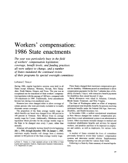 Workers compensation: 1986 State enactments