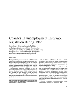 Changes in unemployment insurance legislation during 1986