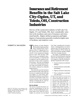 Insurance and Retirement Benefits in the Salt Lake City-Ogden, UT, and Toledo, OH, Construction Industries