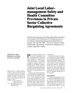 Joint Local Labor-management Safety and Health Committee Provisions in Private Sector Collective Bargaining Agreements