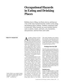 Occupational Hazards In Eating and Drinking Places