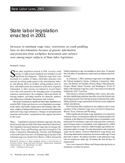 State labor legislation enacted in 2001