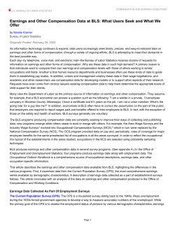 Earnings and Other Compensation Data at BLS: What Users Seek and What We Offer