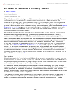 NCS Reviews the Effectiveness of Variable Pay Collection