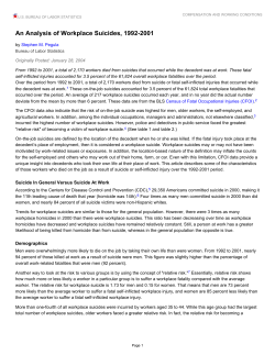 An Analysis of Workplace Suicides, 1992-2001