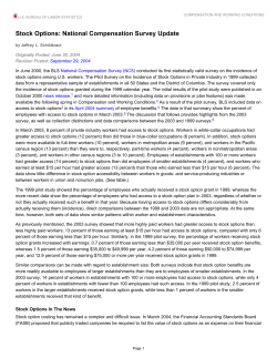 Stock Options: National Compensation Survey Update