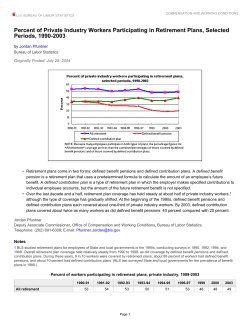 Percent of Private Industry Workers Participating in Retirement Plans, Selected Periods, 1990-2003