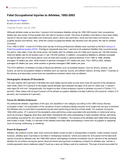 Fatal Occupational Injuries to Athletes, 1992-2002
