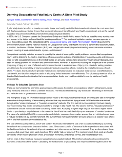 Deriving Occupational Fatal Injury Costs: A State Pilot Study