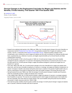 Percent Changes in the Employment Cost Index for Wages and Salaries and for Benefits, Private Industry, First Quarter 1981 First Quarter 2005