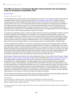 The Effect of Unions on Employee Benefits: Recent Results from the Employer Costs for Employee Compensation Data