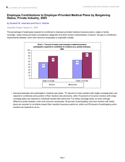 Employee Contributions to Employer-Provided Medical Plans by Bargaining Status, Private Industry, 2005