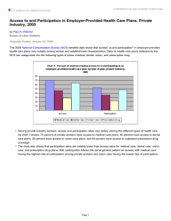 Access to and Participation in Employer-Provided Health Care Plans, Private Industry, 2005