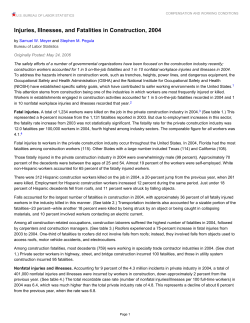 Injuries, Illnesses, and Fatalities in Construction, 2004