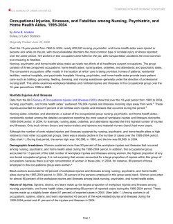 Occupational Injuries, Illnesses, and Fatalities among Nursing, Psychiatric, and Home Health Aides, 1995-2004