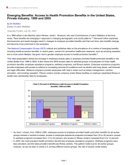 Emerging Benefits: Access to Health Promotion Benefits in the United States, Private Industry, 1999 and 2005