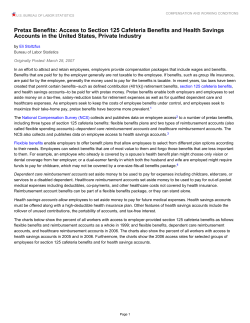 Pretax Benefits: Access to Section 125 Cafeteria Benefits and Health Savings Accounts in the United States, Private Industry