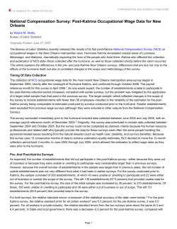 National Compensation Survey: Post-Katrina Occupational Wage Data for New Orleans