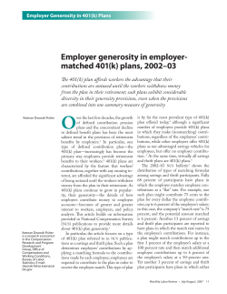 Employer generosity in employer-matched 401(k) plans, 2002-03