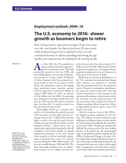 The U.S. economy to 2016: slower growth as boomers begin to retire