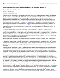 BLS Resumes Estimation of Sample Errors for Benefits Measures