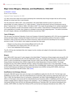 Major Union Mergers, Alliances, and Disaffiliations, 1995-2007