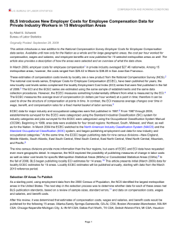 BLS Introduces New Employer Costs for Employee Compensation Data for Private Industry Workers in 15 Metropolitan Areas