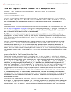 Local Area Employee Benefits Estimates for 15 Metropolitan Areas
