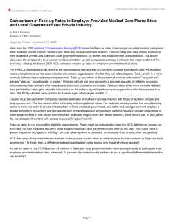 Comparison of Take-up Rates in Employer-Sponsored Medical Care Plans: State and Local Government and Private Industry