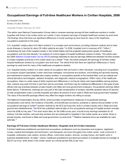 Occupational Earnings of Full-time Healthcare Workers in Civilian Hospitals, 2008