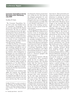 Consumer Expenditure Survey Microdata Users Workshop, July 2009