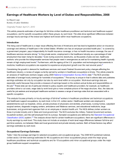 Earnings of Healthcare Workers by Level of Duties and Responsibilities, 2008