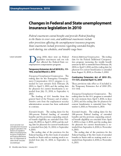 Changes in Federal and State unemployment insurance legislation in 2010