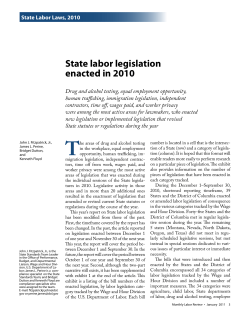 State labor legislation enacted in 2010