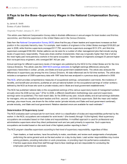 It Pays to be the Boss--Supervisory Wages in the National Compensation Survey, 2009