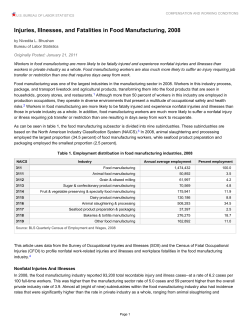 Injuries, Illnesses, and Fatalities in Food Manufacturing, 2008