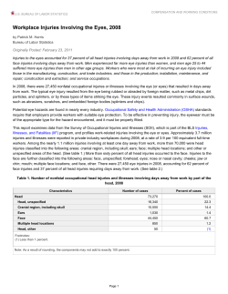 Workplace Injuries Involving the Eyes, 2008