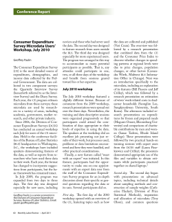 Consumer Expenditure Survey Microdata Users Workshop, July 2010