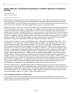 Health, Wellness, and Employee Assistance: A Holistic Approach to Employee Benefits