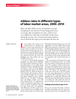 Jobless rates in different types of labor market areas, 2000-2010