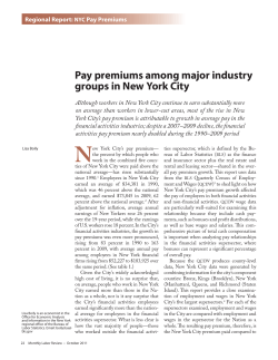 Pay premiums among major industry groups in New York City